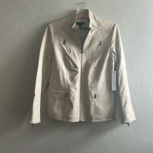 Tribal Cream Leather Jacket